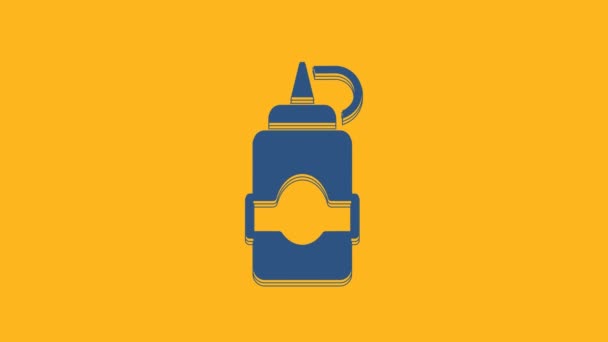 Blue Sauce Bottle Icon Isolated Orange Background Ketchup Mustard Mayonnaise — Stock Video