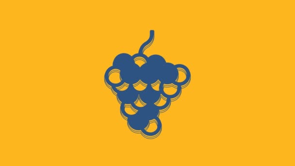 Blue Grape Fruit Icon Isolated Orange Background Video Motion Graphic — 图库视频影像
