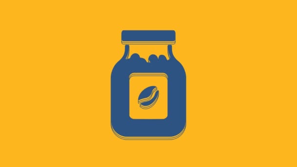 Blue Coffee Jar Bottle Icon Isolated Orange Background Video Motion — Stockvideo