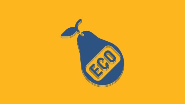 Blue Healthy Organic Eco Vegetarian Food Pear Icon Isolated Orange — Stockvideo