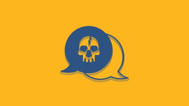 Blue Skull Icon Isolated Orange Background Pirate Captain Happy Halloween — Stock Video