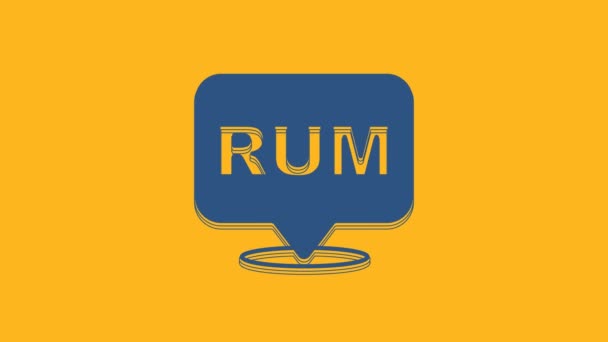 Blue Alcohol Drink Rum Bottle Icon Isolated Orange Background Video – stockvideo