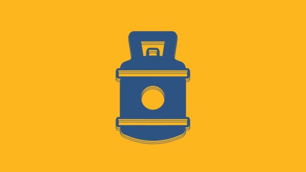 Blue Propane Gas Tank Icon Isolated Orange Background Flammable Gas — Wideo stockowe