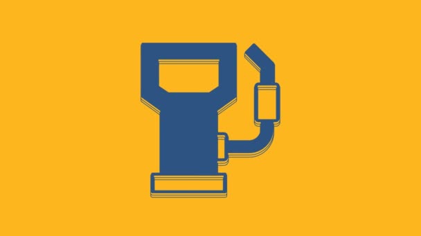 Blue Petrol Gas Station Icon Isolated Orange Background Car Fuel — Vídeos de Stock