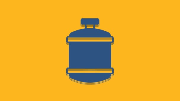 Blue Propane Gas Tank Icon Isolated Orange Background Flammable Gas — Stockvideo