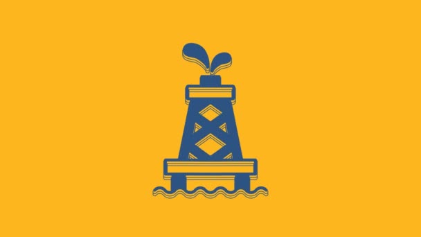 Blue Oil Rig Icon Isolated Orange Background Gas Tower Industrial — 비디오