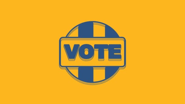 Ikon Blue Vote Diisolasi Dengan Latar Belakang Oranye Animasi Grafis — Stok Video
