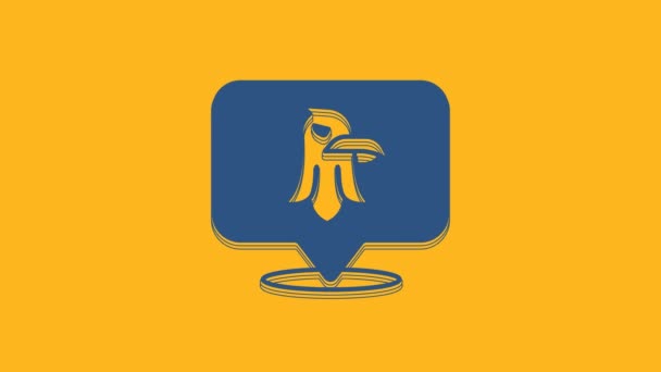 Ikona Blue Eagle Odizolowana Pomarańczowym Tle Amerykański Symbol Prezydencki Animacja — Wideo stockowe