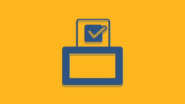Blue Vote Box Ballot Box Envelope Icon Isolated Orange Background — Vídeo de Stock