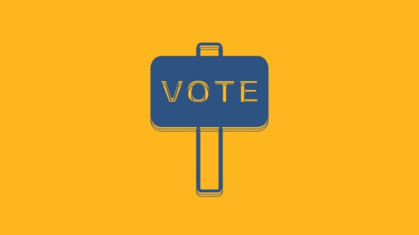 Blue Vote Icon Isolated Orange Background Video Motion Graphic Animation — Video