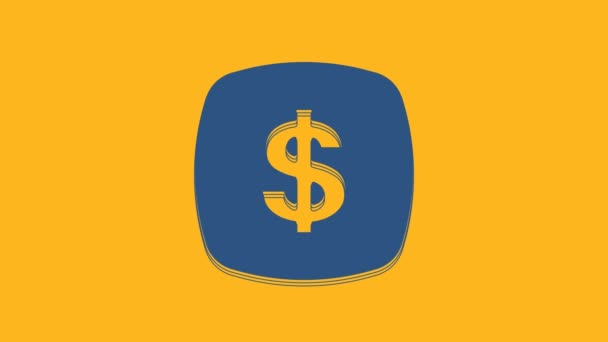 Μπλε Δολάριο Σύμβολο Εικονίδιο Απομονώνονται Πορτοκαλί Φόντο Μετρητά Και Χρήματα — Αρχείο Βίντεο