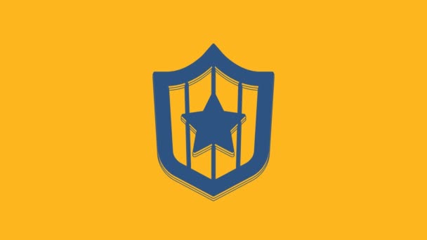 Blue Shield Stars Stripes Icon Isolated Orange Background United States — 图库视频影像