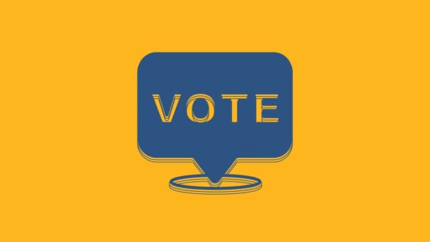Blue Vote Icon Isolated Orange Background Video Motion Graphic Animation — Stock video