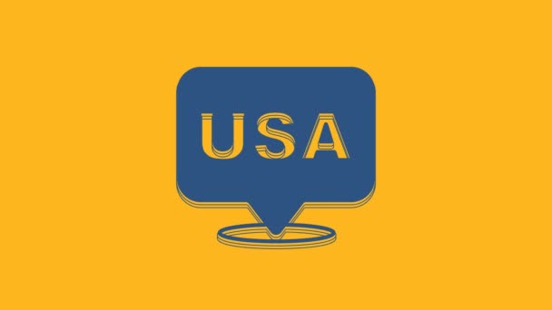 Blue Usa Independence Day Icon Isolated Orange Background 4Th July – stockvideo