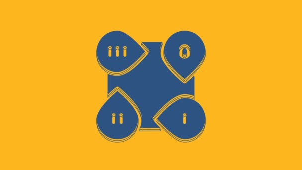 蓝色商业展示信息元素图标孤立在橙色背景 4K视频运动图形动画 — 图库视频影像