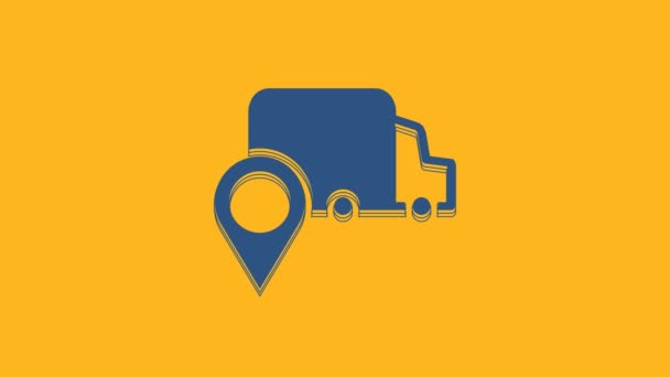 Icona Tracciamento Blue Delivery Isolata Sfondo Arancione Tracciamento Pacchi Animazione — Video Stock
