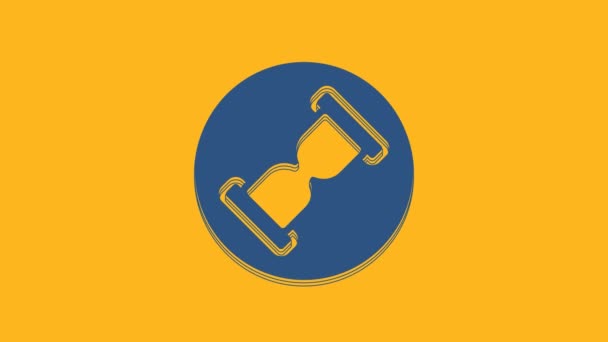 Blue Old Hourglass Flowing Sand Icon Isolated Orange Background Sand — 图库视频影像