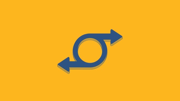 Blue Arrow Icon Isolated Orange Background Direction Arrowhead Symbol Navigation — 图库视频影像