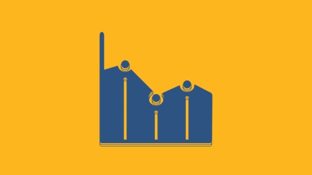 Ícone Infográfico Gráfico Gráfico Blue Pie Isolado Fundo Laranja Diagrama — Vídeo de Stock
