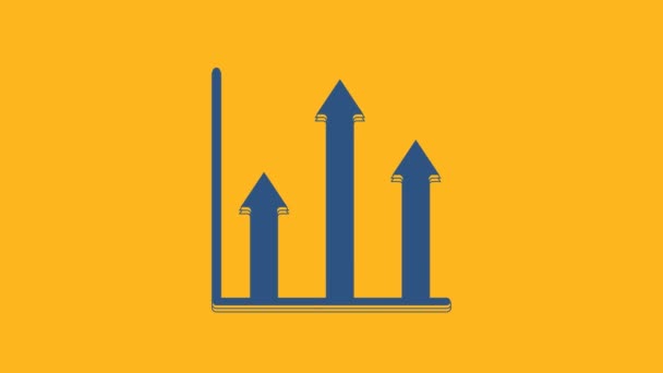 Ícone Infográfico Gráfico Gráfico Blue Pie Isolado Fundo Laranja Diagrama — Vídeo de Stock