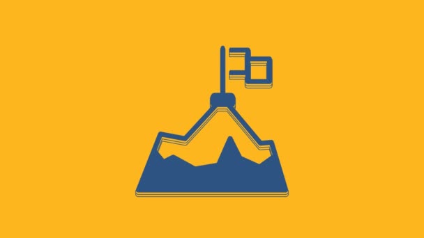 Blue Mountains Flag Top Icon Isolated Orange Background Symbol Victory — Vídeo de Stock