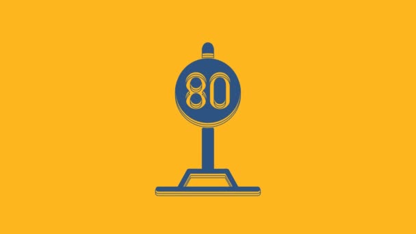 Blue Speed Limit Traffic Sign Icon Isolated Orange Background Video — Video