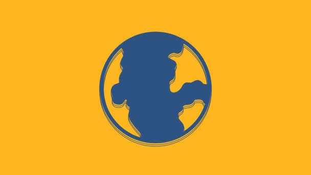 Blue Earth Globe Icon Isolated Orange Background World Earth Sign — kuvapankkivideo