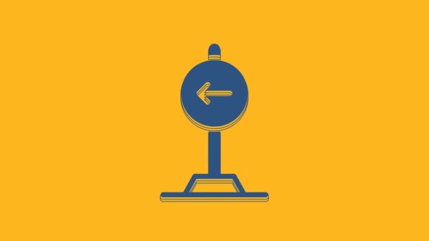 Blue Traffic Sign Turn Left Warning Attention Icon Isolated Orange — Vídeo de Stock