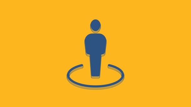 Blue Map Marker Silhouette Person Icon Isolated Orange Background Gps — Video