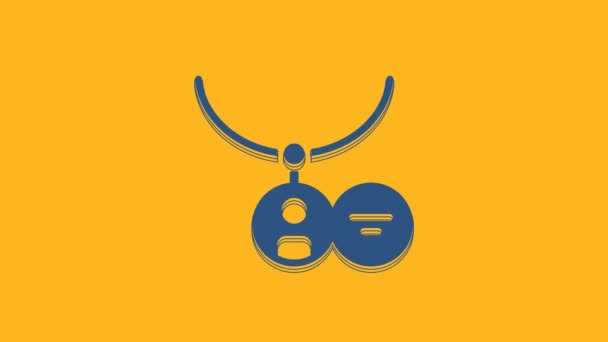 Blue Locket Necklace Icon Isolated Orange Background Video Motion Graphic — Stock video