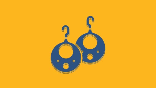 Blue Earrings Icon Isolated Orange Background Jewelry Accessories Video Motion — Vídeo de Stock