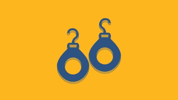 Blaue Ohrringe Symbol Isoliert Auf Orangefarbenem Hintergrund Schmuck Accessoires Video — Stockvideo
