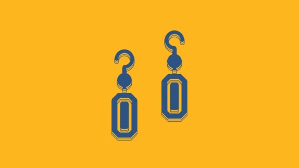 Blue Earrings Icon Isolated Orange Background Jewelry Accessories Video Motion — Stock videók