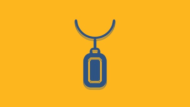 Blue Pendant Necklace Icon Isolated Orange Background Video Motion Graphic — Stock Video
