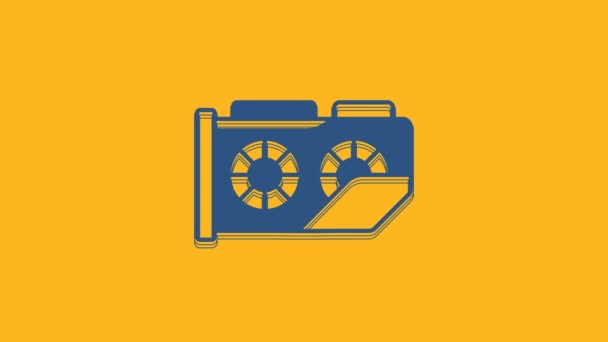 Blue Video Graphic Card Icon Isolated Orange Background Video Motion — Wideo stockowe