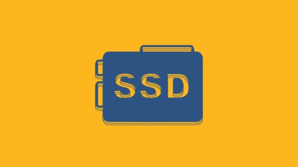 Blue Ssd Card Icon Isolated Orange Background Solid State Drive — Stockvideo