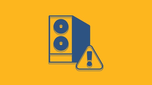 Blue Case Computer Exclamation Mark Icon Isolated Orange Background Computer — Vídeos de Stock