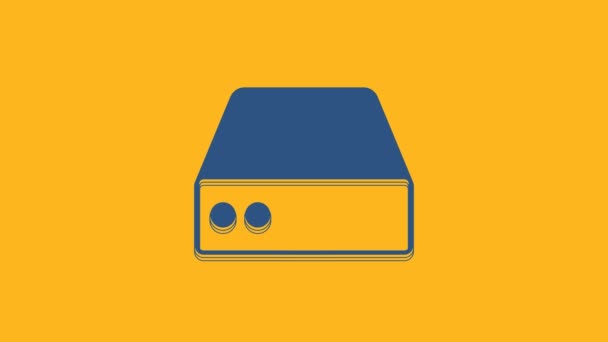 Значок Синий Данные Веб Хостинг Выделен Оранжевом Фоне Видеографическая Анимация — стоковое видео