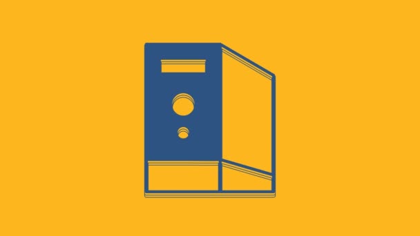 Blue Case Computer Icon Isolated Orange Background Computer Server Workstation — 图库视频影像
