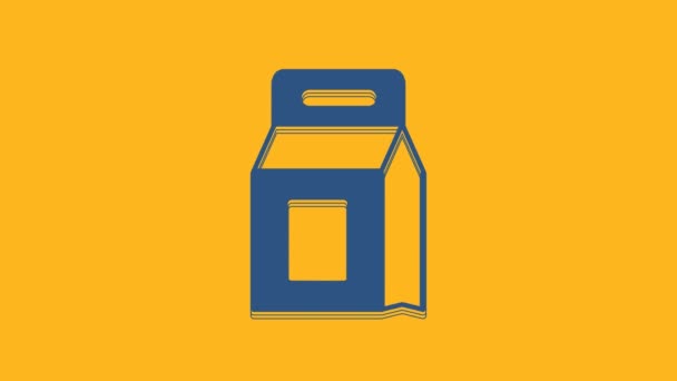 Blue Laundry Detergent Automatic Wash Machine Icon Isolated Orange Background — Vídeos de Stock