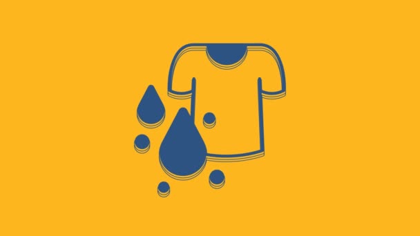 Blue Dirty Shirt Icon Isolated Orange Background Video Motion Graphic — Stock video