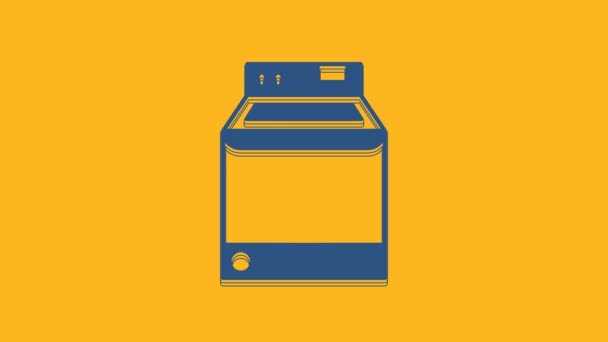 Blue Washer Icon Isolated Orange Background Washing Machine Icon Clothes — Vídeo de stock