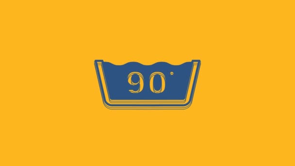Blue Washing Degrees Celsius Icon Isolated Orange Background Temperature Wash — Stock Video