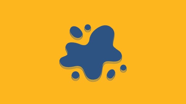 Blue Water Icona Fuoriuscita Isolato Sfondo Arancione Animazione Grafica Video — Video Stock