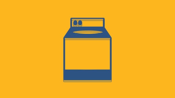 Blue Washer Icon Isolated Orange Background Washing Machine Icon Clothes — Stockvideo
