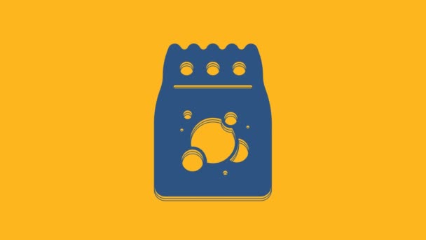 Blue Laundry Detergent Automatic Wash Machine Icon Isolated Orange Background — Stock video