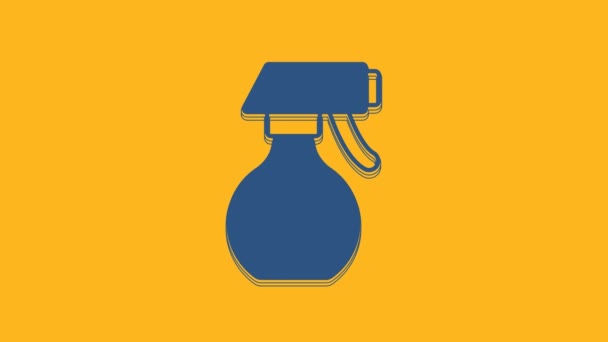 Blue Water Spray Bottle Icon Isolated Orange Background Sprinkler Ironing — Stok video
