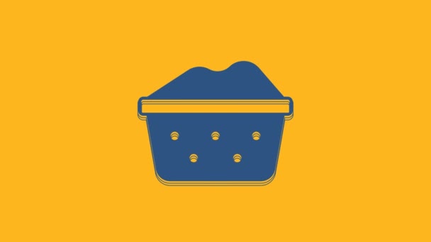 Blue Plastic Basin Soap Suds Icon Isolated Orange Background Bowl — Stock Video