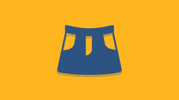 蓝色的Skirt图标孤立在橙色的背景 4K视频运动图形动画 — 图库视频影像