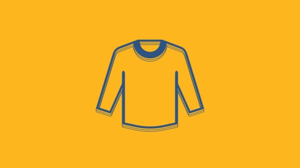 Blue Sweater Icon Isolated Orange Background Pullover Icon Sweatshirt Sign — 비디오